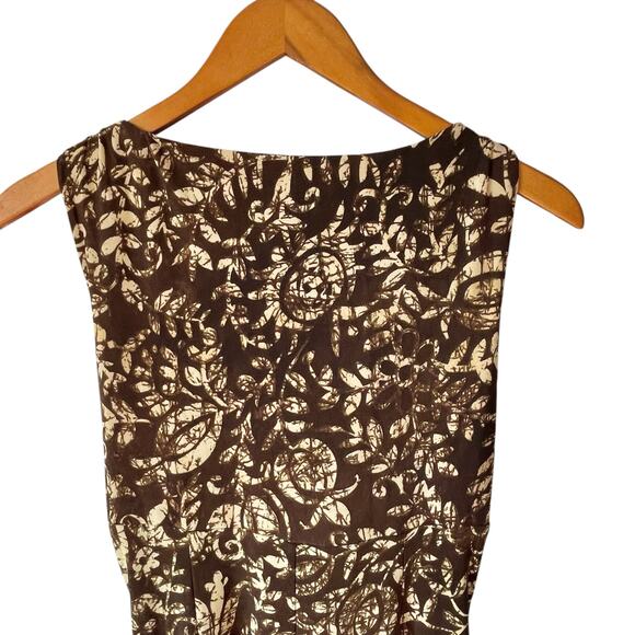 Lauren Ralph Lauren Faux Wrap Sleeveless Dress Jersey Knit Cream Brown Size 4 - Picture 4 of 9